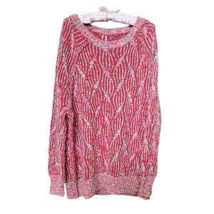 Free People Women's sweater - pink multicolor thick cable knit